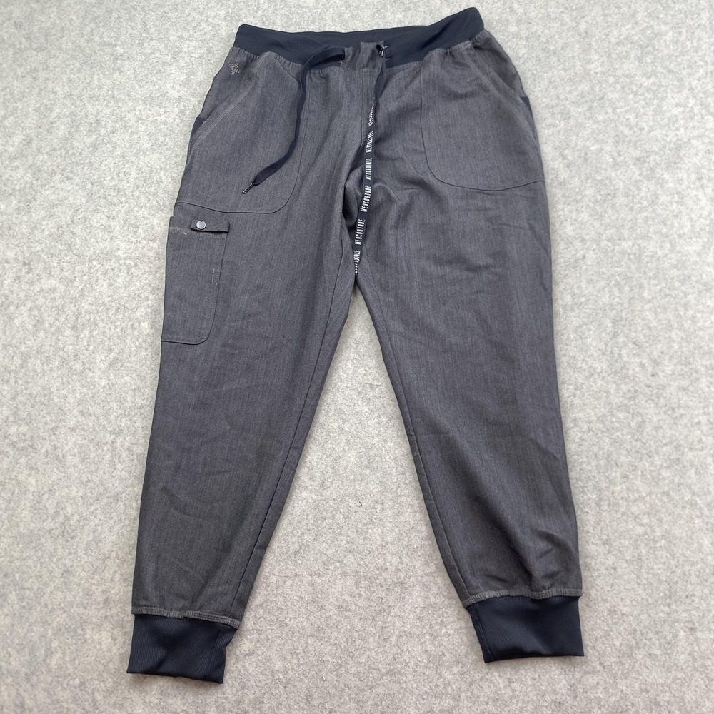 Med Couture Jogger Pants Womens M Petite Gray Touch Scrub Cargo Stretch 7710P